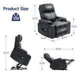 Power Lift Recliner Chair for Elderly with Massage & Heat, 160° Adjustable PU Leather Electric Recliner with Remote, Cup Holders, Side Pockets, and Stand Assist for Living Room, Bedroom (Black) Brage Living