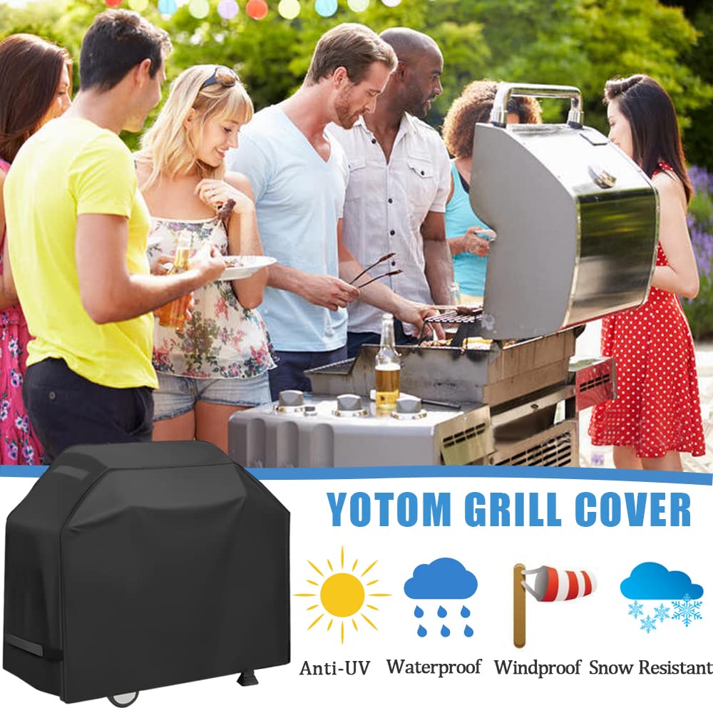 Grill Cover, Waterproof BBQ Grill Cover, 58 inch Rip-Proof and Anti-UV Barbecue Gas Grill Cover Compatible for Weber Char-Broil Nexgrill Grills and More YOTOM
