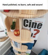 Heehee Wooden Rotating Bookshelf 360 Display Floor Standing Bookcase Storage Rack for Kids&Adults Multi-Functional Bookshelf Organizer (5-Tier) Heehee