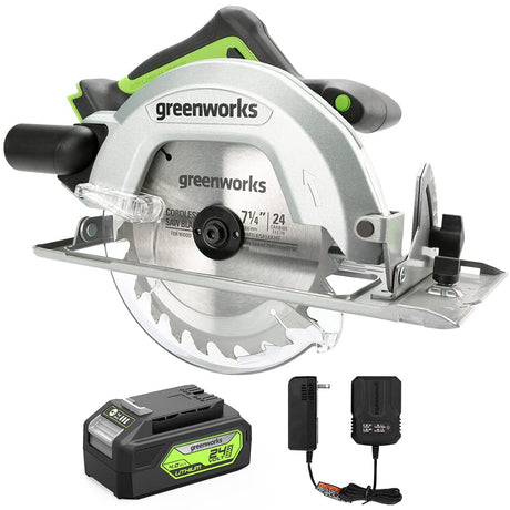 Greenworks 24V 7-1/4'' Circular Saw Brushless Cordless, with 4Ah Battery and 2A Charger Greenworks