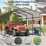 GarveeTech Metal Carport, 10x15 FT Outdoor Carport Canopy with Reinforced Base and Galvanized Steel Roof, Heavy Duty Garage Car Shelter Shade for SUV, Truck, Boats GarveeTech