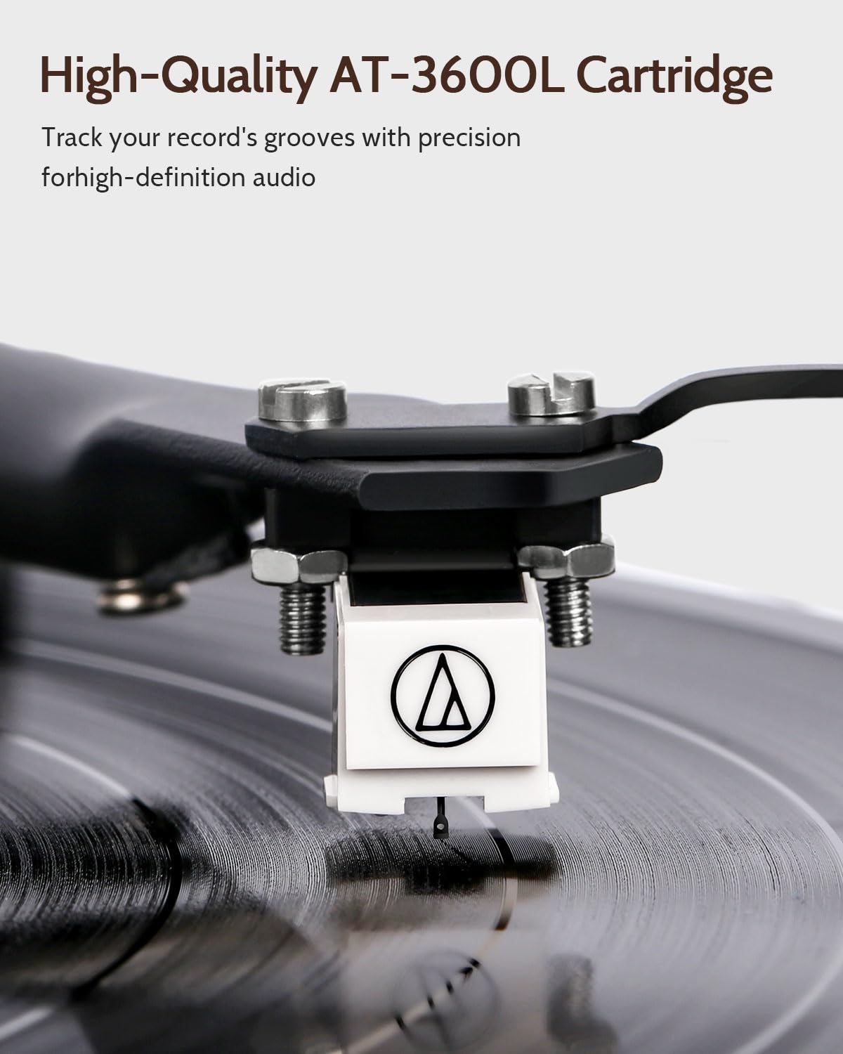 1 by ONE Bluetooth Turntable HiFi System with 36 Watt Bookshelf Speakers, Patend Designed Vinyl Record Player with Magnetic Cartridge, Bluetooth Playback and Auto Off 1byone