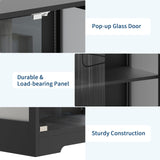 Patikuin 5 Layer Display Cabinet with Glass Doors, Modern Curio Cabinet with RGB Color Lights,Glass Display Cases for Collectibles, Tall Storage Cabinet(Black) Patikuin