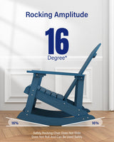 YEFU Outdoor Rocking Chair,Adirondack Rocking Chair,Patio Rocker Chair with Wide Back,Oversized Rocker Chair Look Like Real Wood, for Lawn, Porch, Backyard, Indoor and Garden(Navy Blue) YEFU