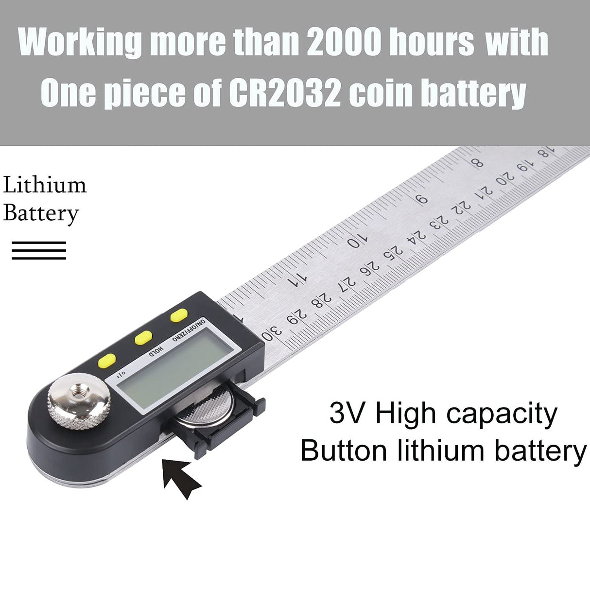 Delgada Digital Angle Ruler and Stainless Steel Digital Angle Finder or Digital Protractor with Zeroing and Locking Function Battery Included 12Inches/300mm Delgada