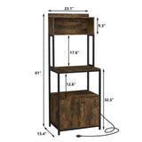 Furniouse Rustic Brown 5-Tier Kitchen Bakers Rack with Power Outlet and Storage Solutions Furniouse