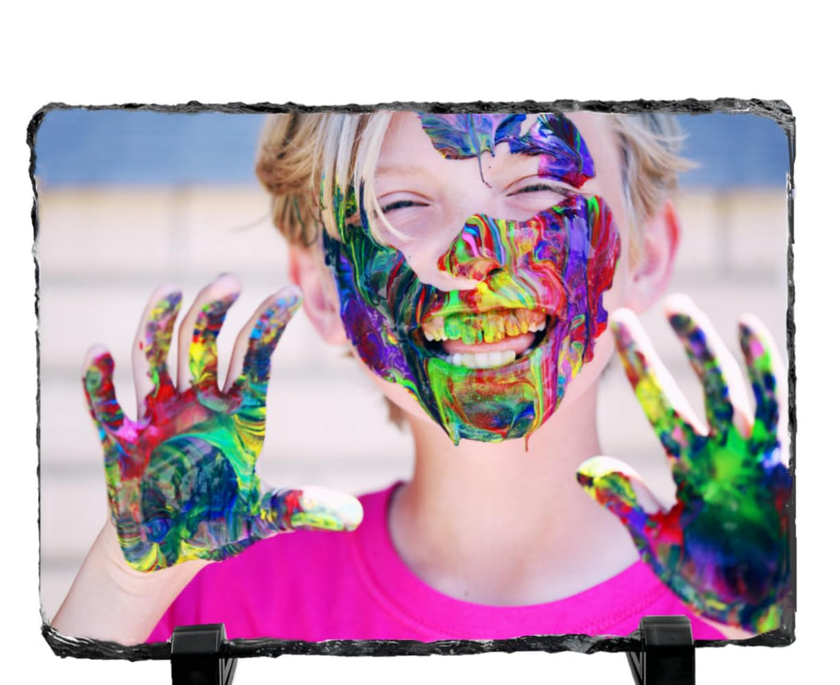 LYHLYA Sublimation Blank Slate Rock 5.9" x 7.8" Customized Memorial Frame with Display Stands Sublimation Personalized Picture Frame for Heat Transfer Printing (15x20cm Rectangle Shape) LYHLYA