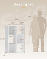 GTPLAYER 6-Cube Storage Organizer, Fits 11" Bins, Vertical or Horizontal Use, Opening Bookshelf, Partial Back Panels, Stackable Design Bookcase, for Closet, Bedroom, Home Office, White GTPLAYER