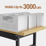 60'' Adjustable Workbench, Work Bench Table with Wheels and Power Outlet, Rolling Workbench with Drawers, Large Load Capacity Garage Workbench for Workshop,Office,Home climblocka