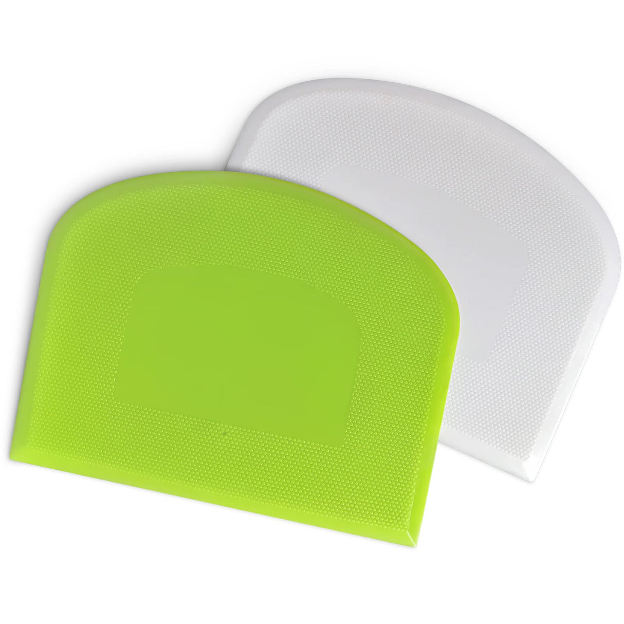 ALLTOP Bowl Spatula & Bench Scraper,Flexible Plastic Multipurpose Kitchen Pastry Cutter Tool,Food Scrappers for Bread Dough Baking Cake Fondant Icing,Set of 2 Pieces - White,Green ALLTOP