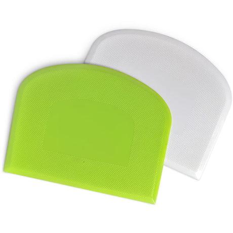 ALLTOP Bowl Spatula & Bench Scraper,Flexible Plastic Multipurpose Kitchen Pastry Cutter Tool,Food Scrappers for Bread Dough Baking Cake Fondant Icing,Set of 2 Pieces - White,Green ALLTOP