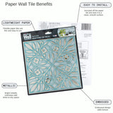 24-Pack of 8 x 8" Wallpaper Tiles for Kitchen Backsplash in Teal and Silver Leaves Design. Peel and Stick Paper Tile Renter Friendly Backsplash. Self Stick Paper Wall Tiles for Your Home Main Street