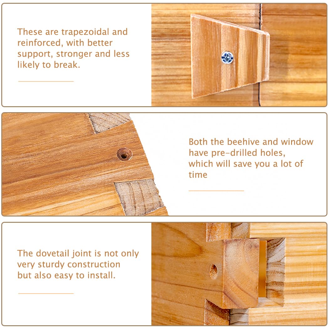 BeeCastle 8 Frame Langstroth Beehive, Bee Hive Beeswaxed Coated Beehive Starter Kit with Beehive Frames and Waxed Foundations (1 Deep Beehive Box & 1 Medium Super Beehive Box) BeeCastle