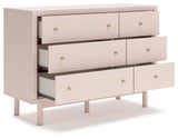 Signature Design by Ashley Wistenpine Modern 6-Drawer Dresser with Safety Stop, Pink Signature Design by Ashley