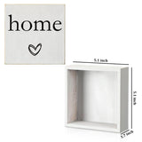 KENTUOK Home Cute White Wooden Box Square Sign, House Bathroom Bedroom Wood Box Sign for Home Living Room Shelf - Rustic Desk Décor, Table Decoration 5 x 5 Inch KENTUOK