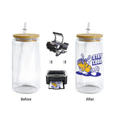 AGH 12 Pack 16oz Clear Sublimation Glass Blanks with Bamboo Lid, Sublimation Glass Cups Transparent Can Shaped Beer Cup with Lid and Straw, Straight Sublimation Tumblers for Iced Coffee Milk Juice AGH