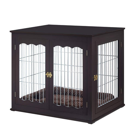 unipaws Furniture Style Dog Crate for Medium Large Dogs, Indoor Aesthetic Dog Stuff Kennel, Modern Decorative Wood Wire Pet House Dog Cage, Pretty Cute End Side Table Nightstand, Espresso… unipaws