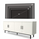 MUUEGM 70" Fluted TV Stand, Mid Century Modern Television Stands for Living Room, Wood TV Console for Televisions Up to 80 Inches, Entertainment Center with Storage, Adjustable Shelf, White TV Stands MUUEGM
