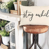 PANDICORN Modern Farmhouse Pillow Covers 12x20 with Words Stay Awhile Pillow Cover Rustic Decorations Lumbar Pillow Covers for Home Guest Room Decor PANDICORN