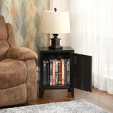 FurnitureR Industrial Metal Storage Cabinet Nightstand End Table Bedside Coffee Table,1 Door with Removable Shelf,Size:15.9'' x 12'' x 22.6'' (Black) FurnitureR