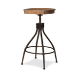 Hillsdale Worland Backless Metal Adjustable Height Stool with Wood Saddle Seat, Brown Hillsdale