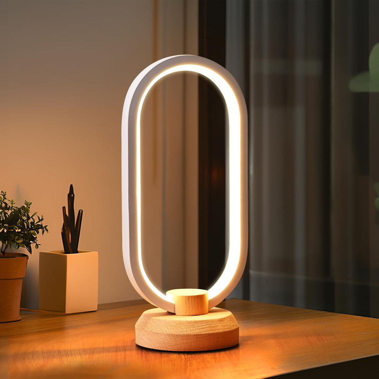 LONRISWAY Modern Desk lamp LED Wood Table Lamp, Bedroom Bedside Night Light, Dimmable Led Lighting, Creative Home Decor, Unique House warmging Gift LONRISWAY