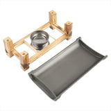 Alcohol Stove Non-Stick Grill Pan with Wooden Shelf, Ceramic Grill Plate Set for Indoor Outdoor BBQ Roasting Baking, Japanese Barbecue Tool(30CM) Haofy