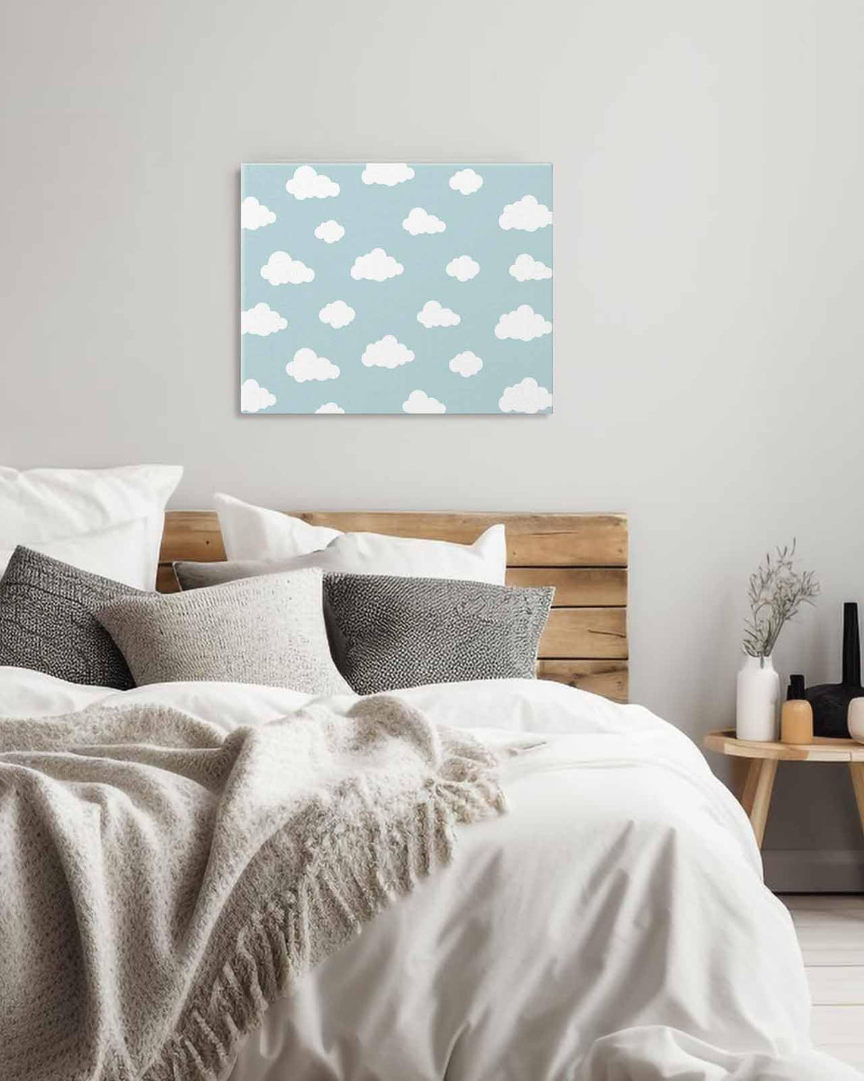 Zoileodpish Clouds Paint by Numbers Blue Sky Painting on Canvas Kit for Adults Beginners with Wooden Frame Easy to Paint DIY for Home Wall Decor Gift, 16" Wx12 L Zoileodpish