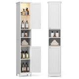 VASAGLE Tall Bathroom Cabinet with Lights, Slim Freestanding Bathroom Storage Cabinet, with Adjustable Shelves, Narrow for Small Spaces, Modern, 11.8 Inches Wide, Cloud White UBBC566W02 VASAGLE