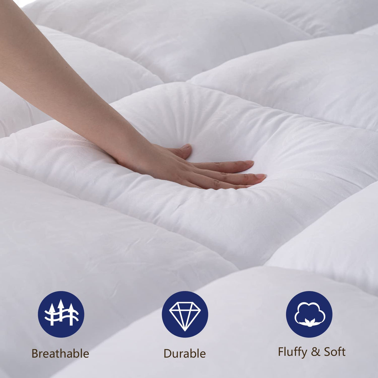 Marine Moon King Mattress Topper, Cooling Pillow Top, Hotel Quality Down Alternative Pillow Topper Cover, Plush Thick Bed Toppers for Back Pain with Deep Pocket Marine Moon