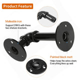 Industrial Pipe Shelf Brackets for 8 10 12 14 inches Board, Iron L Pipe Floating Shelf Bracket Heavy Duty Metal Shelving Brackets for Shelves- 6 Pack Black Janyang