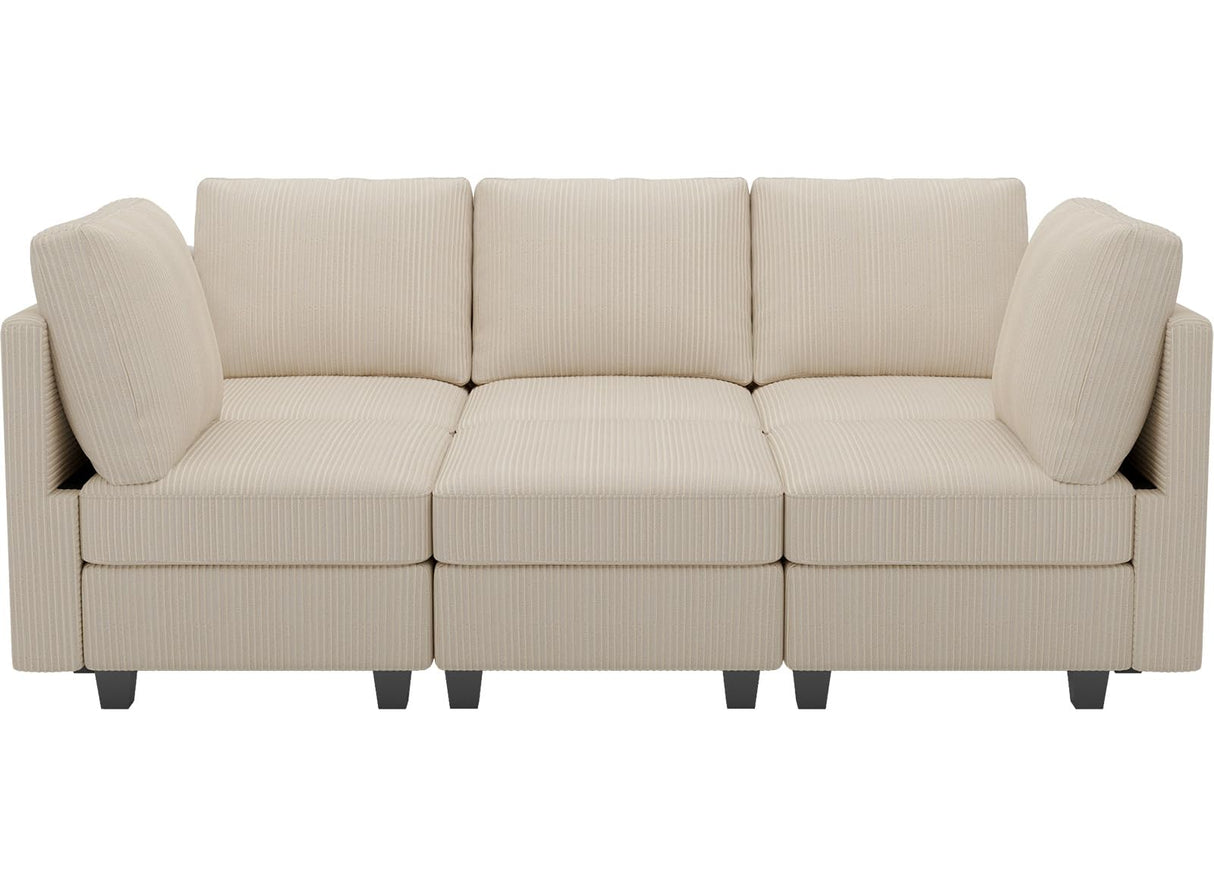 Belffin Modular Sectional Sleeper with Storage Ottoman Corduroy Sectional Couch with Chaise Convertible Modern Sectional Sofa Couch Beige Belffin