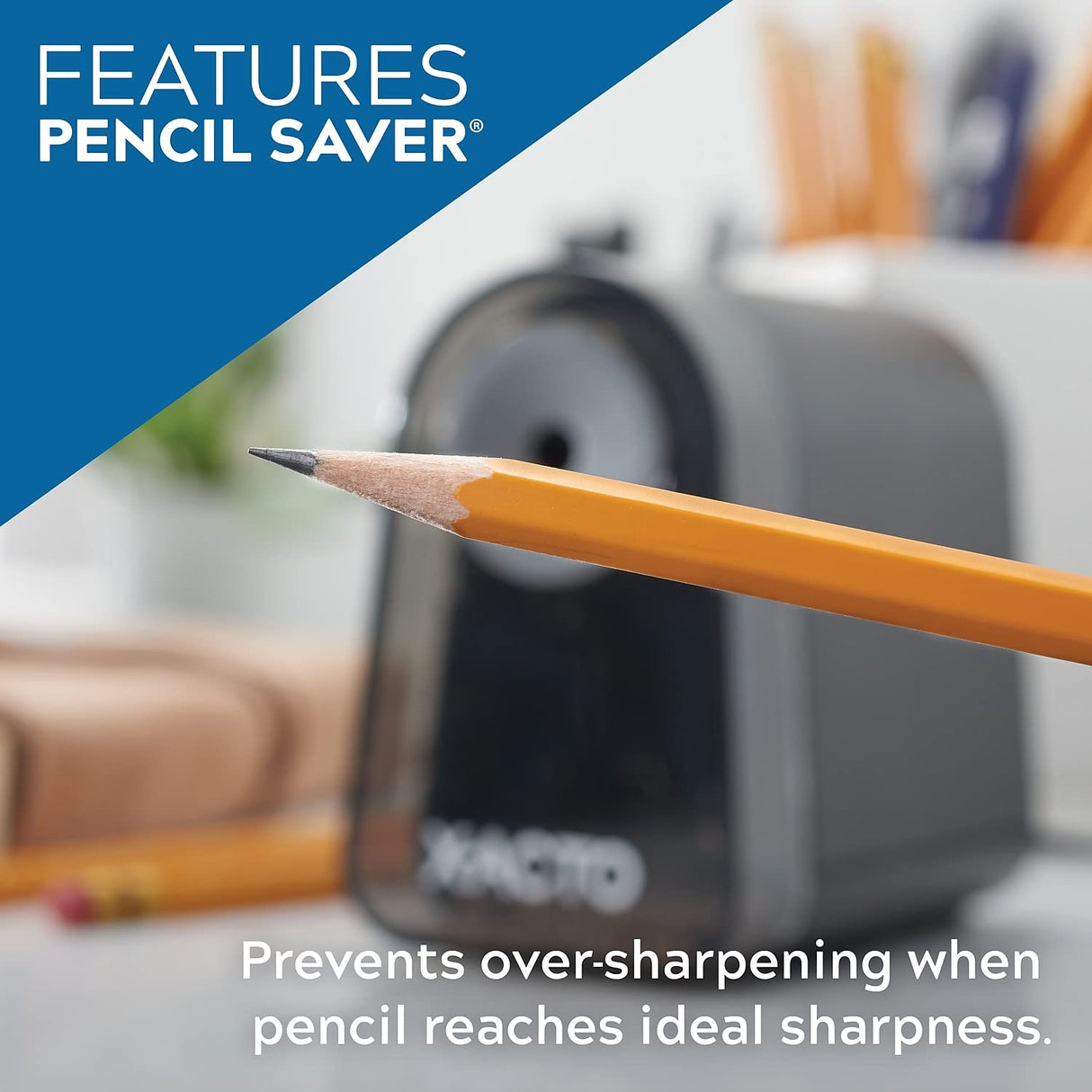 X-ACTO Pencil Sharpener, Mighty Mite Electric Pencil Sharpener, With Pencil Saver®, SafeStart® Motor, Black, 1 Count - Home, Office, School, Teacher Supplies X-Acto