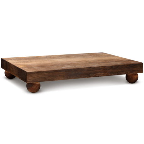 Wood Pedestal Stand Kitchen Soap Tray Farmhouse Wooden Riser Stand for Kitchen Bathroom Counter Table Decor Plant Candle Vases Display (Dark Brown, 12 x 7 inch) Amyhill