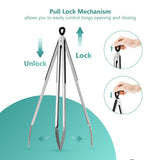 Grill Tongs, 17 Inch Extra Long BBQ Tongs, Premium Stainless Steel Metal Tongs for Cooking, Grilling, Barbecue/BBQ, Buffet (17", 1PC) DAILY KISN