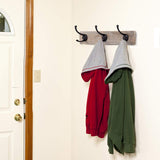Sageme Wall Mounted Coat Rack,Wooden Entryway Vintage Rustic Coat Rack Hat Hanger Rack Zinc die-cast 3-Hook Rail for The Entryway, Bathroom, Bedroom, Kitchen, Mudroom (3 Hooks, Pinewood) Sageme