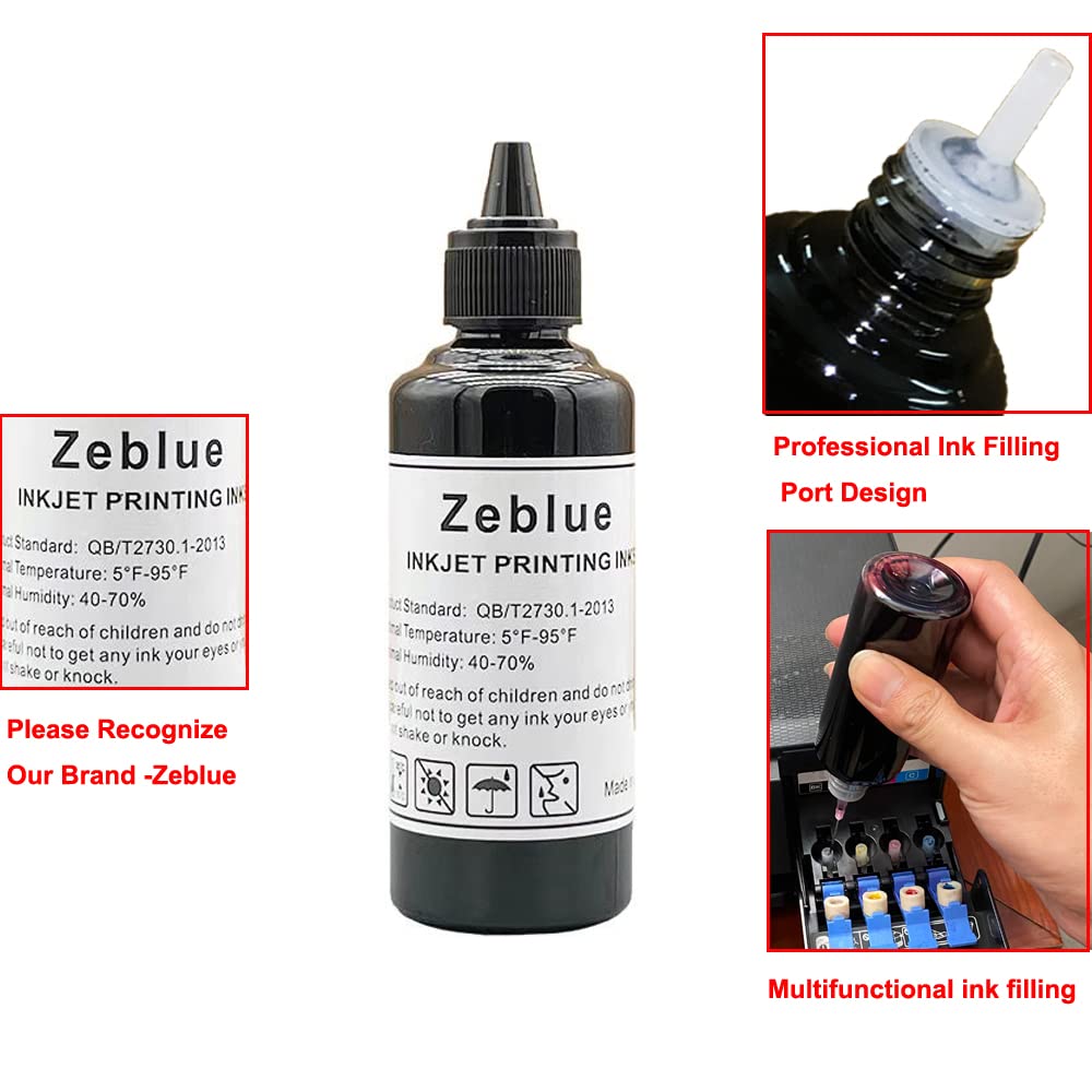 Zeblue 4 Colors Inkjet Printer Ink Refill Kit for Canon All Printers MG PG 240 243 245 CL 241 244 246 XL Inkjet Cartridges CISS System 4 Color Set with 4 Free Syringes (100/Bottle, BK/C/M/Y)