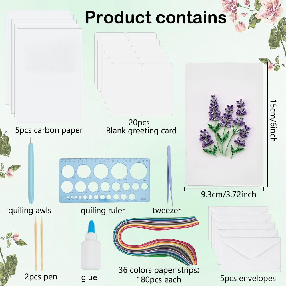 WEBEEDY 20 Sets Paper Quilling Kit for Adults Beginners 5 Styles Flower Quilling Greeting Card Making Kit with Instruction DIY Unique Flowers Cards for Valentine's Day Wedding New Year's Day WEBEEDY