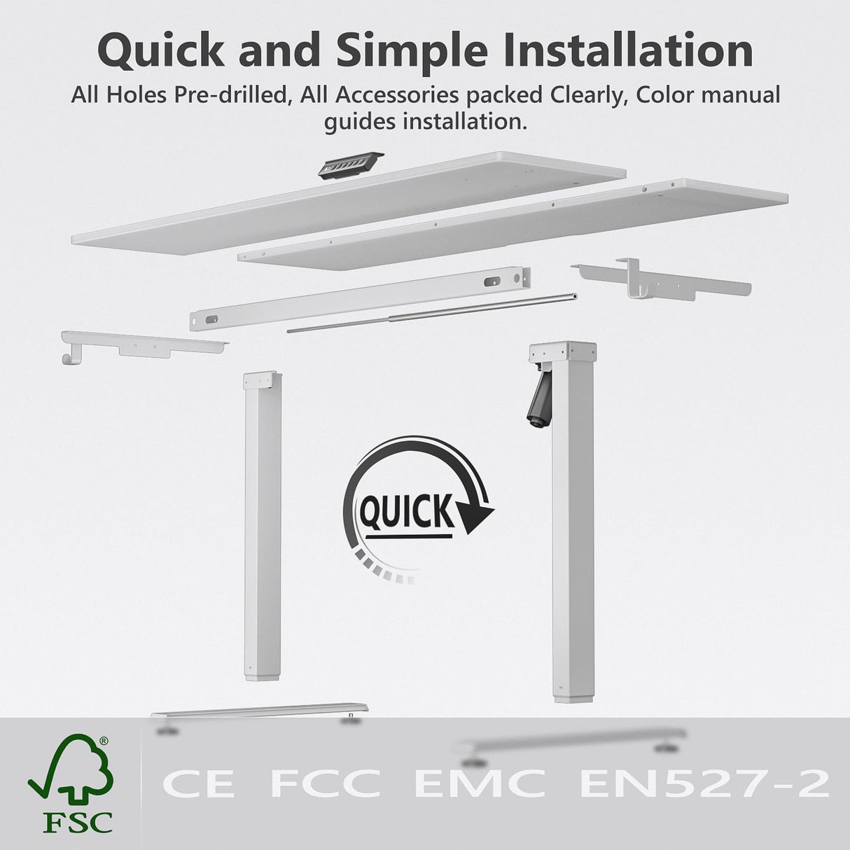 VVENACE 55 x 24 Electric Standing Desk Adjustable Height 4 Memory Preset, 4 Wheels, 2 Headphone Hook, Home Office Desk, Stand Up Sit Stand Desk Computer Table, Splice Board White VVENACE