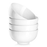 MALACASA 26 oz Porcelain Soup Bowls, 6" Cereal Bowls - White Bowls Set of 4 for Soup, Cereal, Oatmeal, Fruit, Rice - Dishwasher & Microwave Safe, Series Regular MALACASA