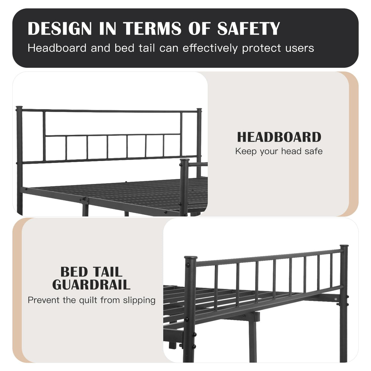 PayLessHere 14 Inch High Metal Platform Bed Frame with Headboard Maximum Storage Space Under The Heavy Duty Bed Frame No Box Spring Needed Noise-Free Easy Assembly (Full) PayLessHere