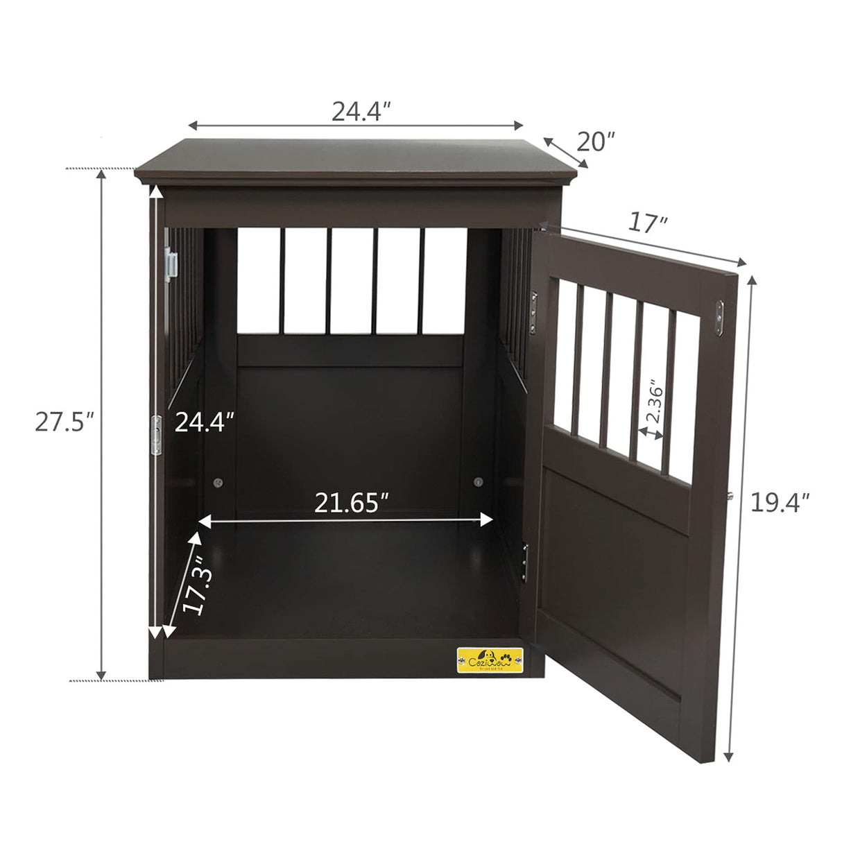 COZIVVOVV Wood Dog Crate Furniture,Wooden Indoor Dog Kennel Furniture, Aesthetic Furniture Style Dog Crate Table for Medium Dogs, Modern Small Dog Kennel end Table, Brown cozivvovv