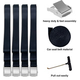 Eurmax USA Trampoline Stakes Heavy Duty Trampoline Parts Corkscrew Shape Steel Stakes Anchor Kit with T Hook for Trampolines -Set of 4 Bonus 4 Strong Belt,Black Eurmax