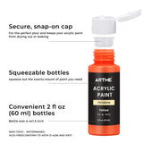 Artme Acrylic Paint Set, 60 Colors in 2oz/60ml Bottles, Non Toxic, Waterproof, Rich Pigments Acrylic Paint for Artists, Students, Beginners Painting on Rocks Canvas Wood Clay Fabric Ceramic Crafts Artme