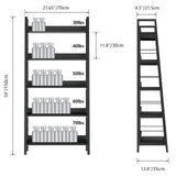 Himimi Black Ladder Bookshelf, 5 Shelf Bookcase Industrial Bookshelf Wood and Metal Bookshelves, Plant Flower Stand Rack Book Storage Shelves for Living Room, Bedroom, Home Office Himimi