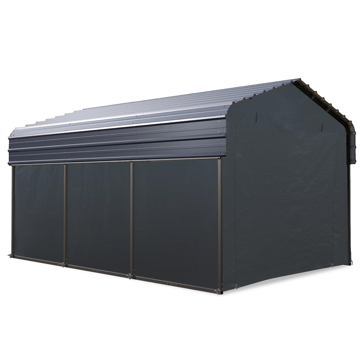 Carport Car Port Metal Canopy 10x15 ft Heavy Duty for Snow, Portable Garage Kit Shed Tent Shelter Metal Frame All Weather Outdoor for Boat with Removable Sidewalls, Dark Grey, Sophia & William Sophia & William