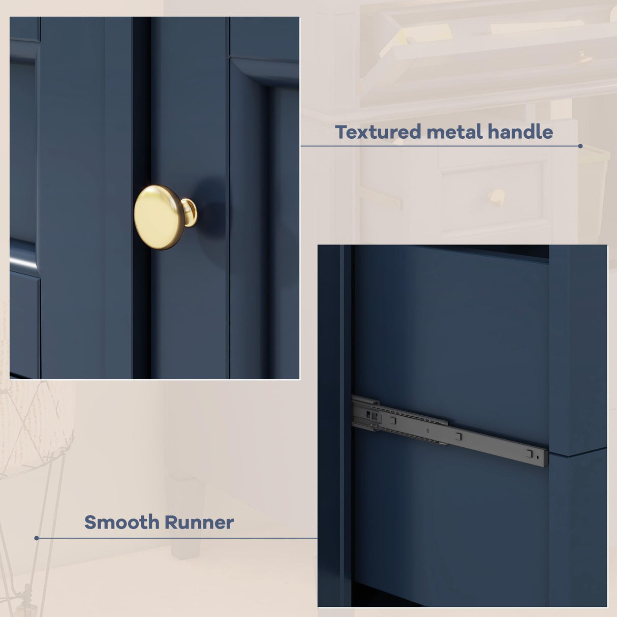 Jeffski 30" Floor Bathroom Vanity with Top Sink, Modern Bathroom Cabinet Vanities with 2 Drawers, Adjustable Shelf and A Tip-Out Drawer, Single Sink Combo Set Bathroom Vanity, Navy Blue Jeffski