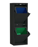 Tilt-Out Trash Can Cabinet with 2 Garbage Cans - Waste Storage Solution for Kitchen and Garage | Tilt Out Trash Can Cabinet | Garbage Can Cabinet | kitchen Garbage Can Holder (Black, 2 Buckets) European Furniture