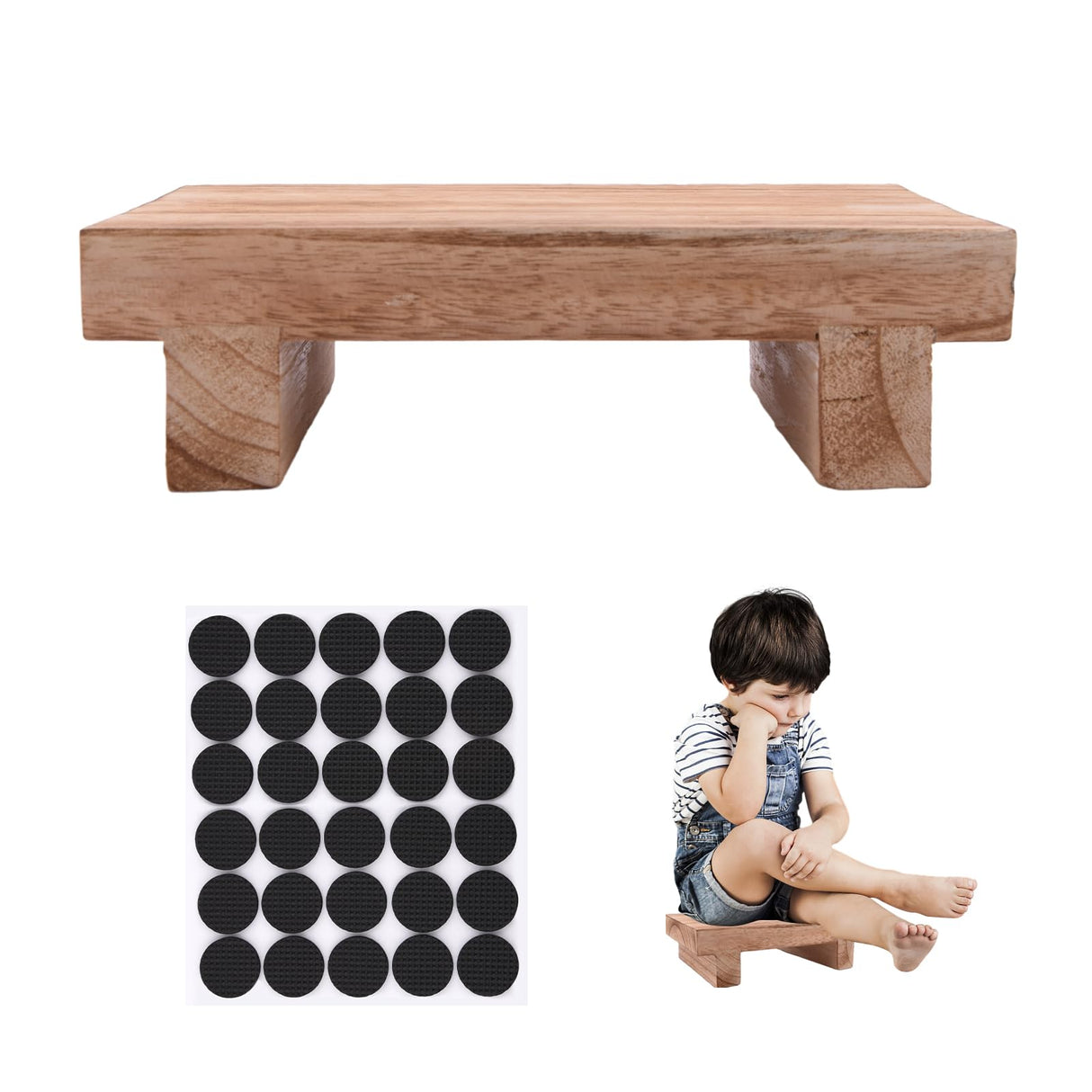 Wood Step Stool,Wooden Utility Step, Toddler Step Stool for Kids, Bathroom Potty Stool, Kitchen Stool, Bed Stool,Small Wooden Step Stool for Bedroom,Children's Stool Denpetec