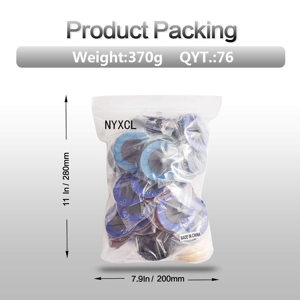 NYXCL 60Pcs Sanding Discs Set, 2 inch Quick Change Sanding Discs with 1/4" Holders, Die Grinder Surface Conditioning Burr Rust Paint Removal NYXCL